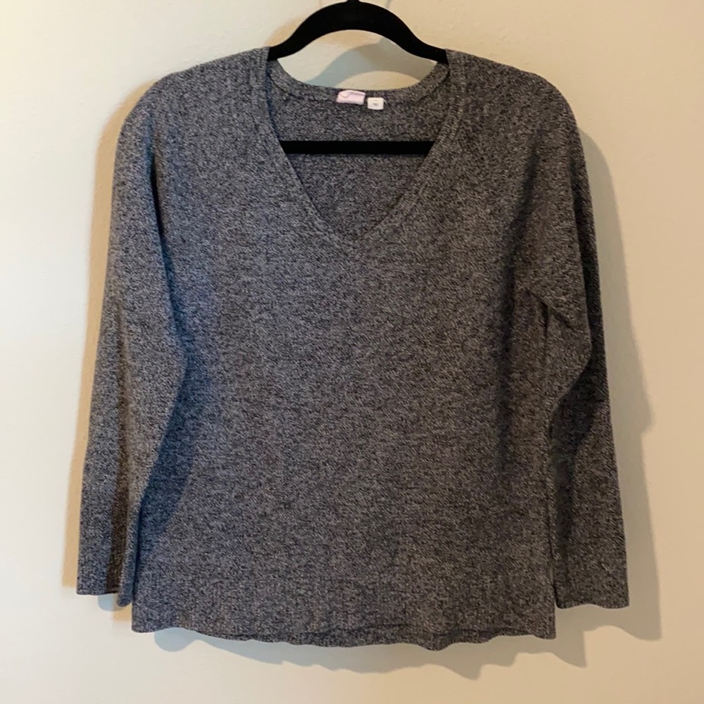 GAP Womens Boxy Heather Grey Gray V-Neck Sweater Sz M